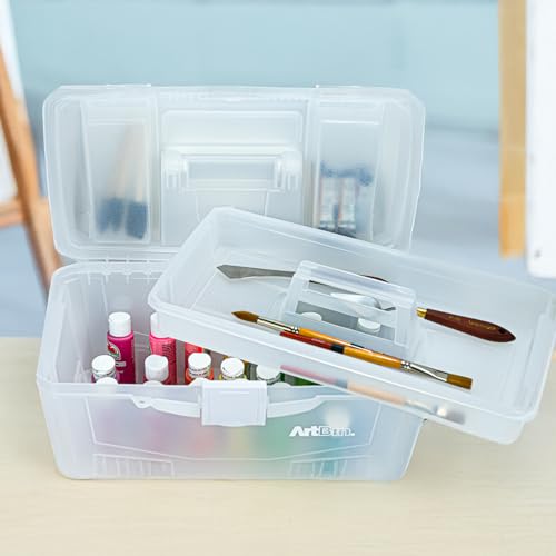 ArtBin Twin Top 17-Inch Craft Supply Box with Handle, Translucent