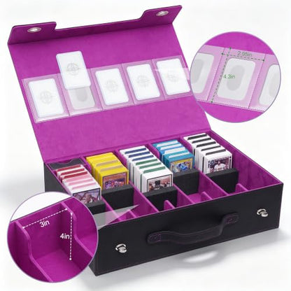 Trading Card Storage Box 5-Row with Top Window,Black Purple - color: Black Purple, size: 5 Rows Top window