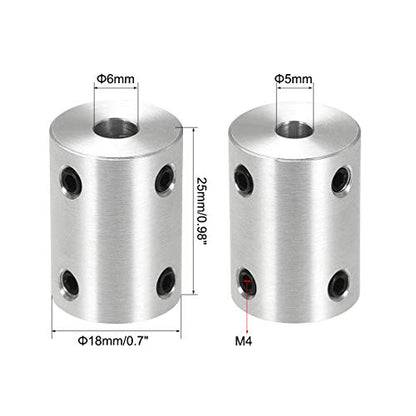 uxcell 5mm to 6mm Bore Rigid Coupling Set Screw L25XD18 Aluminum Alloy,Shaft Coupler Connector,Motor Accessories,4pcs - size: 5mm to 6mm