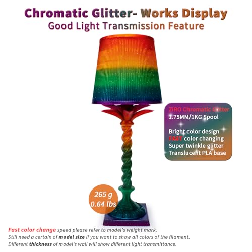 ZIRO Fast Color Change Twinkling PLA, 1.75mm Filament, Chromatic Glitter - color: Chromatic Glitter