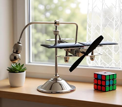Sunnytech Solar Plane Aircraft Balancing Toy Black Propeller Kinetic Art Balance Toy Balancing Decompressive Science Home Office Toy for Desk Physics Toy Solar Car Decoration WJ155 - size: 6.10 in (W)* 3.35 in (H)