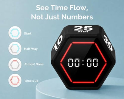 KADAMS Pomodoro Timer Cube, Visual Timer for Kids, Productivity Desk Timer - color: Black