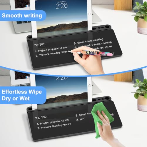 2 Pack Desktop Glass Whiteboard with Storage, Desk White Board Stand Black - color: Organizer-black (2-pack)