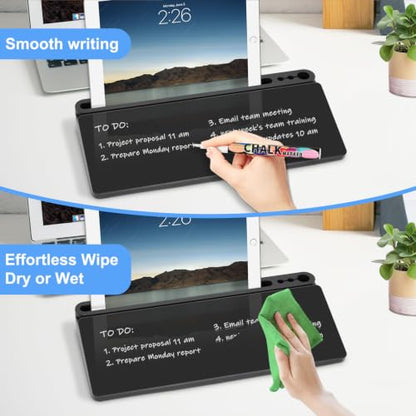 2 Pack Desktop Glass Whiteboard with Storage, Desk White Board Stand Black - color: Organizer-black (2-pack)