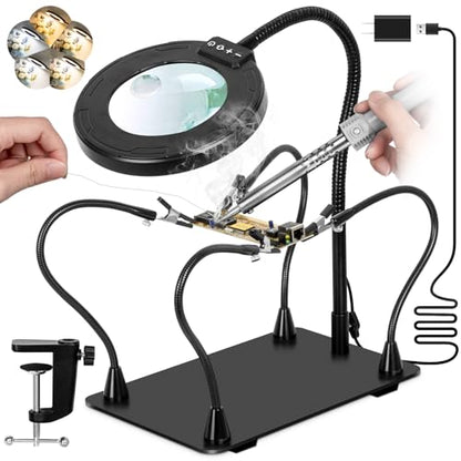 Helping Hands Soldering Station, 30X 12X Magnifying Glass with Light