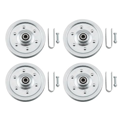 4" Garage Door Pulley, 1/8" - 400LB Load, with Heavy Duty Sheave Pulley, Clevis Fork, Bolts and Nuts | Pulley Replacement for Garage Door Extension Spring Systems (4-Pack) - size: 4 Pack
