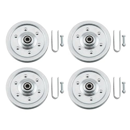 4" Garage Door Pulley, 1/8" - 400LB Load, with Heavy Duty Sheave Pulley, Clevis Fork, Bolts and Nuts | Pulley Replacement for Garage Door Extension Spring Systems (4-Pack) - size: 4 Pack