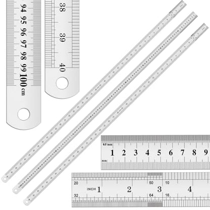 EBOOT 3 Pack 40inch Metal Rulers, Imperial Metric - size: 40inch