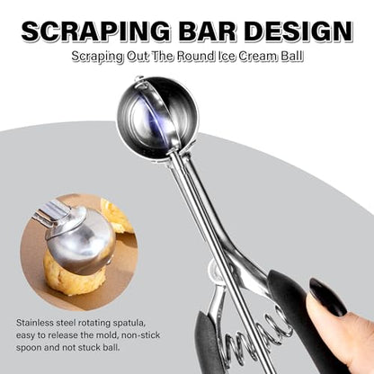 Small Cookie Scoop 2 tsp for Baking, Professional Stainless Steel Mini Ice Cream Scoop 30mm, Cookie Dough Scooper Meatball Scoop, Good Soft Grips, Quick Trigger Release, 10ml (2 Teaspoon) - size: 2 tsp ( 30 mm)