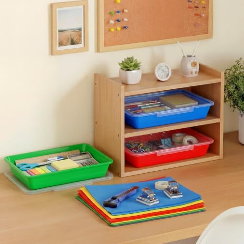 Tinlade 6 Pcs Classroom Paper Storage Bins with Lids, 13x10, Rainbow - color: Rainbow
