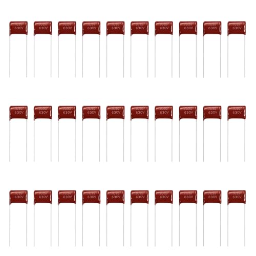 MECCANIXITY 30 Pcs Metallized Polypropylene Film Capacitors 102J 0.001UF - size: 102J 0.001UF