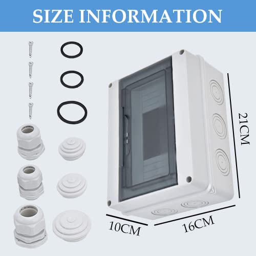 IP65 ABS Distribution Protection Box,8 Way Waterproof Circuit Breaker Distribution Box 8 DIN Rail Outdoor Distribution Junction Box for Electrical, Communication(7.9 x 6.1 x 3.5in) - color: 8 Way