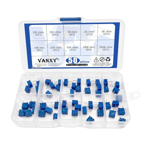 50Pcs 3362P Potentiometer Trimmer Variable Resistor 100ohm-500K Kits