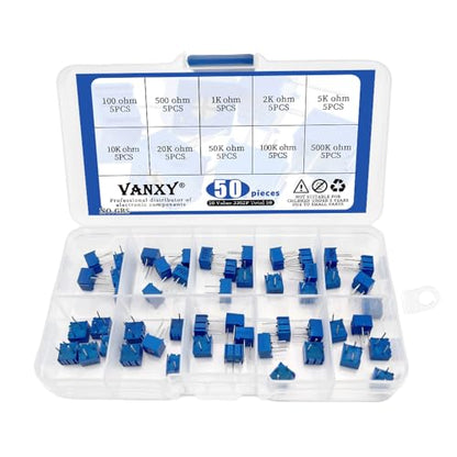 50Pcs 3362P Potentiometer Trimmer Variable Resistor 100ohm-500K Kits