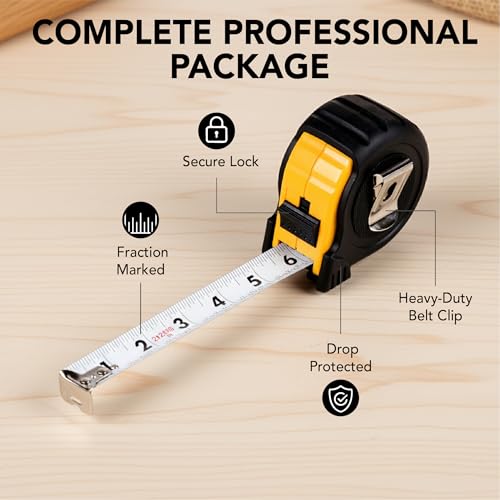 Mr. Pen- Retractable Tape Measure 25 ft, Yellow, Easy Read - color: Yellow, size: 1 pcs