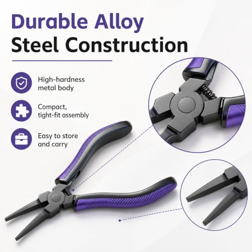 3D Print Support Removal Pliers, Teflon Coated Thin Flat Jaw, Spring Loaded Non-Slip Grip, Rust-Proof Precision Tool for FDM SLA LCD 3D Printers