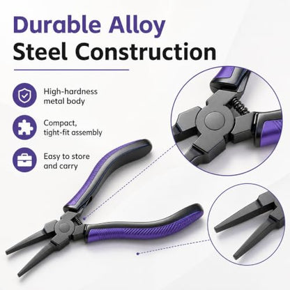 3D Print Support Removal Pliers, Teflon Coated Thin Flat Jaw, Spring Loaded Non-Slip Grip, Rust-Proof Precision Tool for FDM SLA LCD 3D Printers
