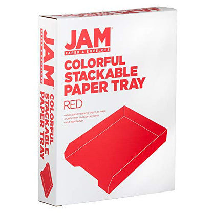 JAM PAPER Stackable Paper Trays - Red - Desktop Document, Letter, & File Organizer Tray - Sold Individually - color: Red, size: Pack of One (1) Tray