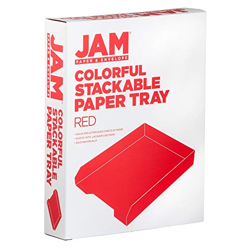 JAM PAPER Stackable Paper Trays - Red - Desktop Document, Letter, & File Organizer Tray - 2/Pack (Pack of 2) - color: Red, size: Pack of Two (2) Trays (Pack of 2)