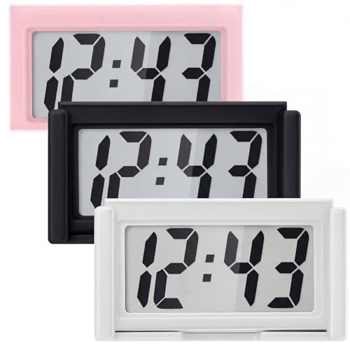 Frienda 3 Pieces Mini Small Digital Clock Stick On,White, Black, Pink - color: White, Black, Pink