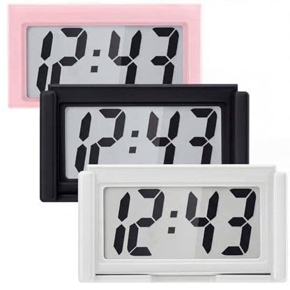 Frienda 3 Pieces Mini Small Digital Clock Stick On,White, Black, Pink - color: White, Black, Pink