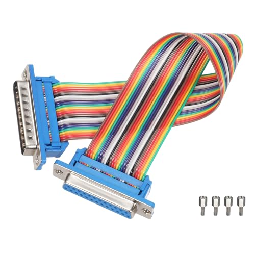 MECCANIXITY IDC Rainbow Wire Flat Ribbon Cable DB25 Male to DB25 Female 8 Inch Length 2.54mm Pitch Breadboard Jumper Wires for Electronic Projects - size: 8 Inch, style: DB25 Male to DB25 Female