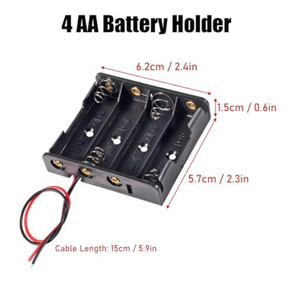12pcs AA Battery Holder 4X 1.5V AA Battery Holder 4AA Battery Holder Case with Wires