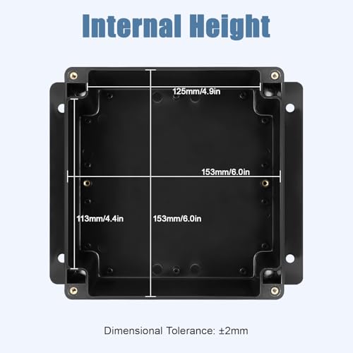Project Box IP65 Waterproof ABS Plastic Electrical Junction Box with Clear Cover Enclosure with Fixed Ear, Black 6.1"x 6.1"x 3.4"(160x160x90mm)(Pack of 1) - color: 1 pack, size: 6.1"x 6.1"x 3.4"