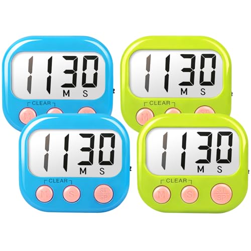 Classroom Timers for Teachers Kids Large Magnetic Digital Timer 4 Pack - color: Blue Green