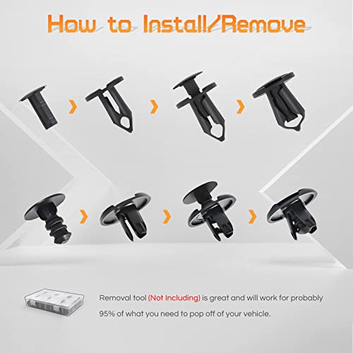 OTUAYAUTO 102PCS Universal Bumper Retainer Clips Push Type Fasteners - size: Universal (102 pieces)