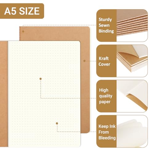 zmybcpack 24 Pack A5 Dot Grid Paper Notebooks, 8.25x5.5 Inch Dotted Journal - size: 8.25 x 5.5 inches (Dot, 24 pack)