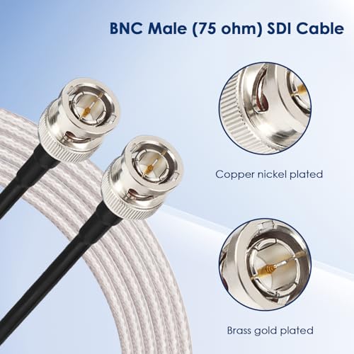 XRDS -RF SDI Cables 6FT, Flexible 3G/6G HD-SDI Cable, 75 Ohm RG179 Extension Cable with Heavy Duty BNC to BNC Male Connector for Cameras BMCC Video Equipment Supports HD-SDI/3G-SDI/SDI Video Cable - color: Silver, size: 6 FT