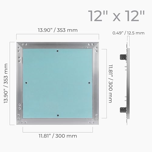 12" x 12" Drywall Access Panel – Aluminum Frame Gypsum Hatch Access Panel for Drywall - Ceiling Inspection Door – Wall Access Panel for Plumbing, Electrical, Utility & Ventilation Access - size: 12 x 12