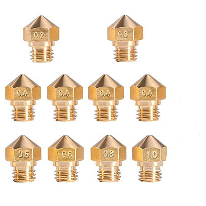 MK10 Nozzle for 3D Printer M7 Thread Brass Extruder Head Hotend Nozzle 1.75mm Filament (10pcs MK10 0.4mm Nozzles) - color: 10pcs MK10 0.4mm Nozzles