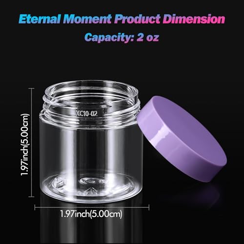 Eternal Moment 50 Pack 2 OZ Plastic Jars Clear Cosmetic Container with Lids - color: Purple Lid, size: 2 Ounce