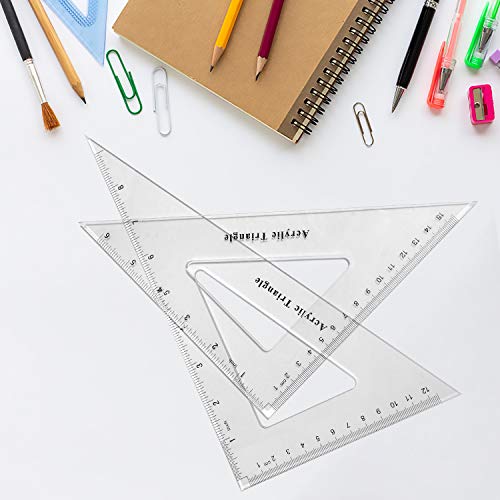 Coopay Large Triangle Ruler Set, Clear Acrylic, 30/60 and 45/90 Degrees - size: Triangle Hollow
