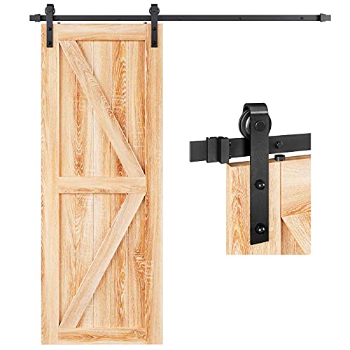 EaseLife 5.3 FT Sliding Barn Door Hardware Track Kit,Basic J Pulley,Slide Smoothly Quietly,Easy Install (5.3FT Track Kit for 30"~32" Wide Single Door) - size: 5.3FT