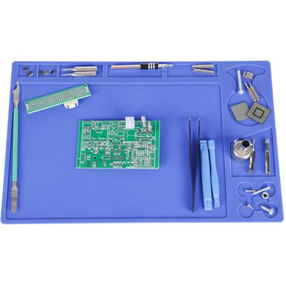 YIHUA M150 Heat-resistant Soldering Mat with Multiple Storage Slots, Built-in Ruler, Bendable Soft Silicone Soldering Mat, Dimensions 12.99 * 8.23 * 0.12 inches (330 * 209 * 3mm) - size: 12.99 in × 8.23 in