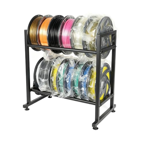 3D Printer Filament Spool Holder, 2-Tier Metal Desktop Storage Rack, Black