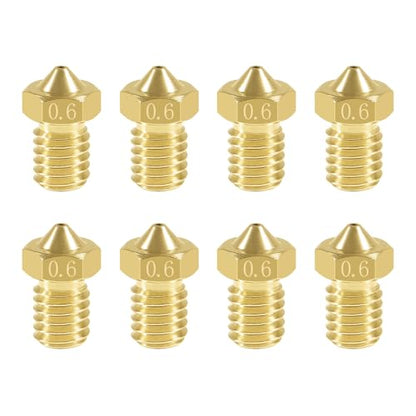 Aokin 8 Pcs 0.6mm Extruder Nozzles 3D Printer Brass Nozzles for E3D V5 V6 1.75mm Filament 3D Printer - color: 0.6mm