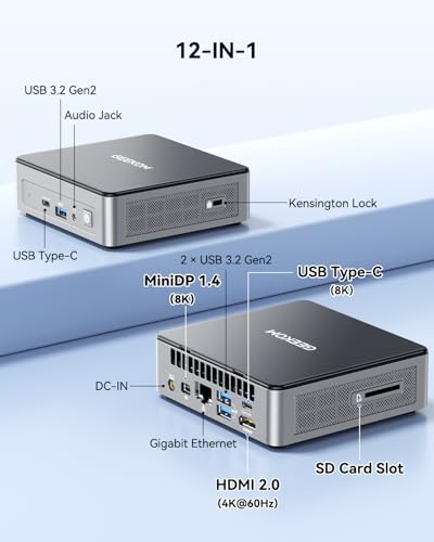 GEEKOM Air12 Mini PC, Intel PT7505(Beats N5095), 8GB Dual-Slot RAM 512 SSD - color: Gray