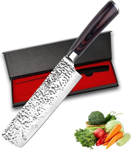 imarku Nakiri Knife 7 Inch,Razor Sharp Japanese Kitchen knife Chef Knife - color: Dark Brown/Coffee