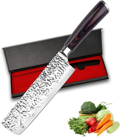 imarku Nakiri Knife 7 Inch,Razor Sharp Japanese Kitchen knife Chef Knife - color: Dark Brown/Coffee