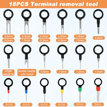 950pcs Pin Connectors Kit with Crimping Plier, Car Electrical 1/1.5/1.8/2.2/2.3/2.8/3.5mm Male & Female Wires Pins Seals Removal Tool kit, Motorcycle Non-Insulated Plug Crimp Set