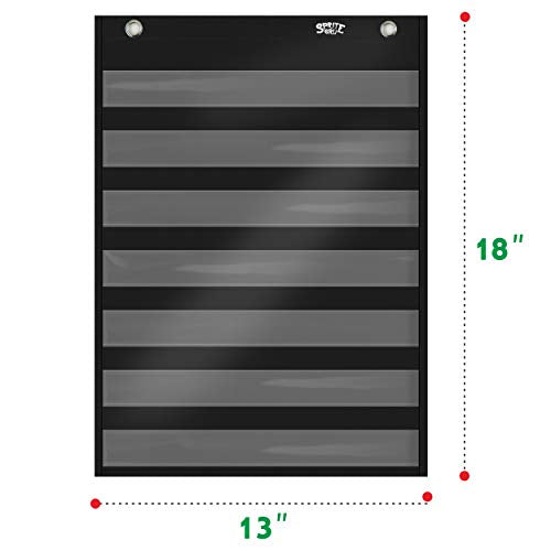 Magnetic Pocket Chart with 10 Dry Erase Cards for Standards,Daily Schedule,Activities,Class demonstrations (Black) - color: Blank Pocket Chart（black）