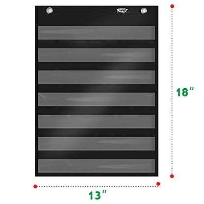 Magnetic Pocket Chart with 10 Dry Erase Cards for Standards,Daily Schedule,Activities,Class demonstrations (Black) - color: Blank Pocket Chart（black）