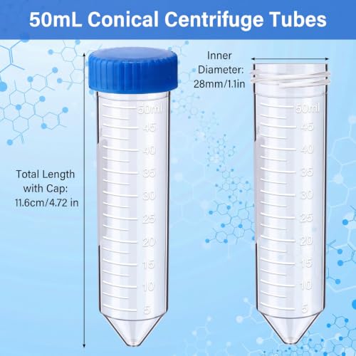 600 Pcs Plastic Centrifuge Test Tubes with Screw Caps, Blue - color: Blue