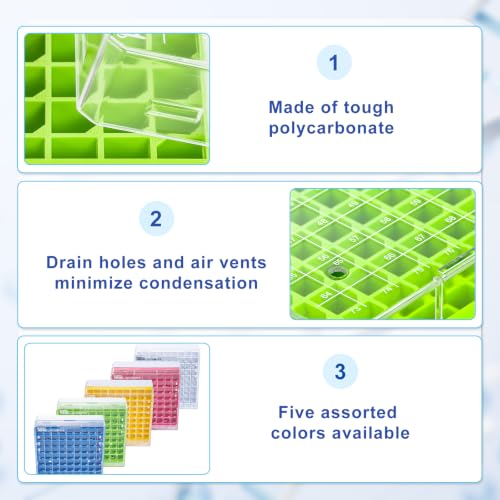 2in Cryo Boxes, 81-Well Tube Racks, Case of 20, Green - color: Green, size: 2in,81-well