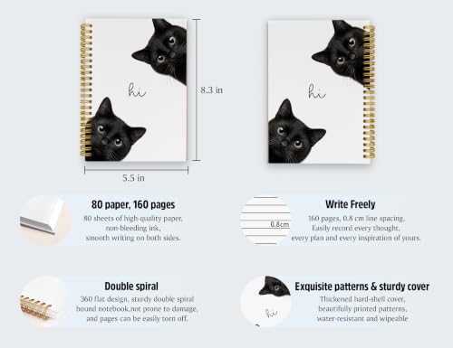 Cat Notebook Journal,Cute Cat Gifts for Women Girls - color: Cat, style: White