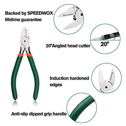 SPEEDWOX Precision Side Cutter 5 Inch Mini Flush Cutters Diagonal Wire Cutting Pliers with Spring Functional Precision Tools for Cutting Electronics Wires Jewelry DIY and Handmade - size: 5"